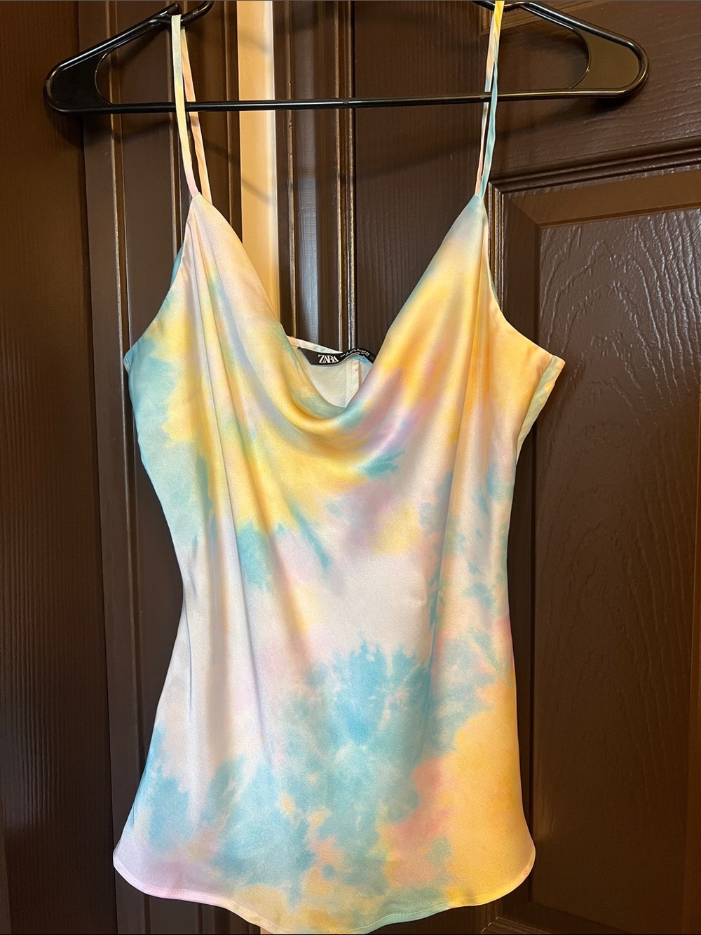 Zara Pastel Blue Yellow Pink Cowl Neck Camisole
